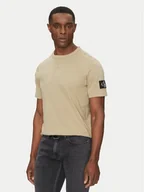 Koszulki męskie - Calvin Klein Jeans T-Shirt J30J323484 Beżowy Regular Fit - miniaturka - grafika 1