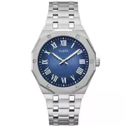 Zegarki męskie - Srebrny męski zegarek Guess Asset niebieska tarcza GW0575G4 - miniaturka - grafika 1