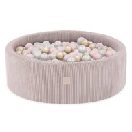 Suche baseny - Misioo Basen z piłkami jasny róż okrągły sztruks premium 90x30 200 piłek: perłowy jasny róż złoty - miniaturka - grafika 1