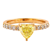 Pierścionki - Złoty pierścionek zaręczynowy próby 0,585 z żółtym diamentem 1,08 ct i brylantami 0,35 ct - miniaturka - grafika 1