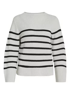Vila Vimonti L/S Stripe Knit Top/góra/Pb Sweter z dzianiny, White Alyssum. Szczegóły: czarny, L Kobiety, Biały Alyssum. Szczegóły: czarny, L - Swetry damskie - miniaturka - grafika 1
