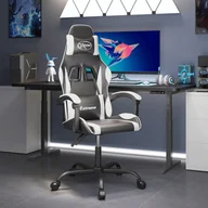 Fotele gamingowe - Lumarko Obrotowy fotel gamingowy, czarno-biały, sztuczna skóra - miniaturka - grafika 1