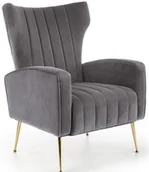 Fotele - Fotel wypoczynkowy szary velvet VARIO złote nogi - miniaturka - grafika 1