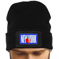 Czapki damskie - CZAPKA ZIMOWA MĘSKA CZARNA ONESIZE NEW YORK Wzory - miniaturka - grafika 1
