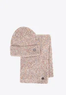 Czapki damskie - Komplet zimowy damski – czapka i szalik beżowy - miniaturka - grafika 1