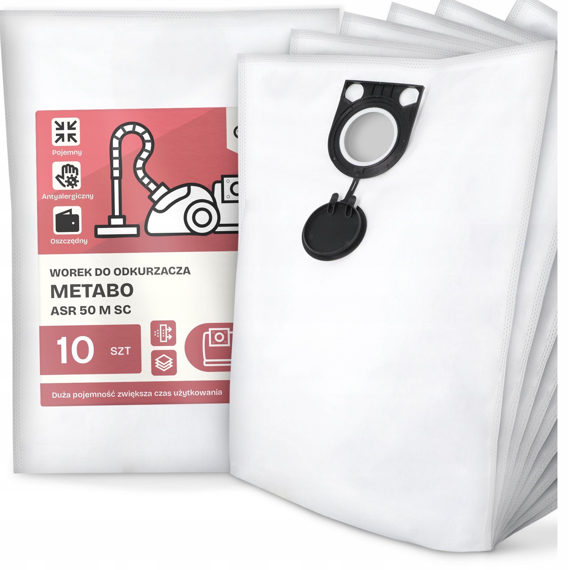 10x Worek do Odkurzacza Metabo Asr 50 M Sc Syntetyczny Tekstylny Worki G9