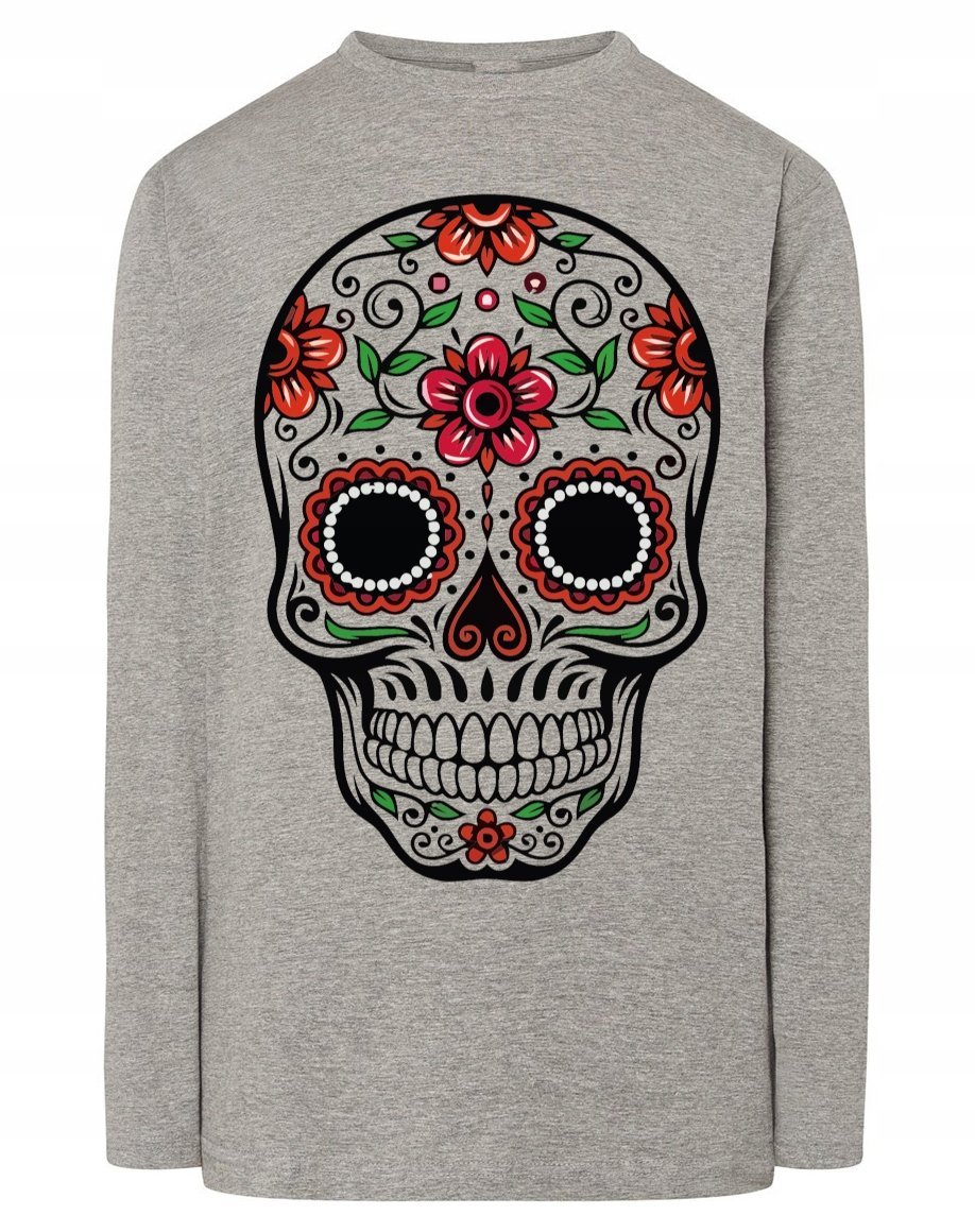 Longsleeve męski nadruk kolorowa czaszka r.XS
