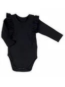 Body dla niemowląt - Niemowlęce body z długim rękawem i falbanką czarne Nicol,r.68 - miniaturka - grafika 1