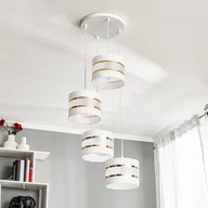 Lampy sufitowe - Lampa wisząca Helen biało-złota okrągła 4-punktowa - miniaturka - grafika 1