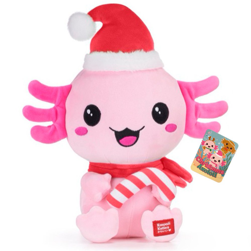 Maskotka Świąteczny Axolotl 30 cm Pluszak Kawaii Kuties Aksolotl Różowy