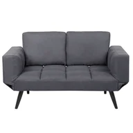 Sofy i kanapy - Beliani Sofa rozkładana tapicerowana ciemnoszara BREKKE - miniaturka - grafika 1