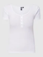 Koszulki i topy damskie - T-shirt z prążkowaną fakturą model ‘Kitte’ - miniaturka - grafika 1