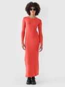 Sukienki - 4F Sukienka ołówkowa maxi damska - czerwona XL - miniaturka - grafika 1