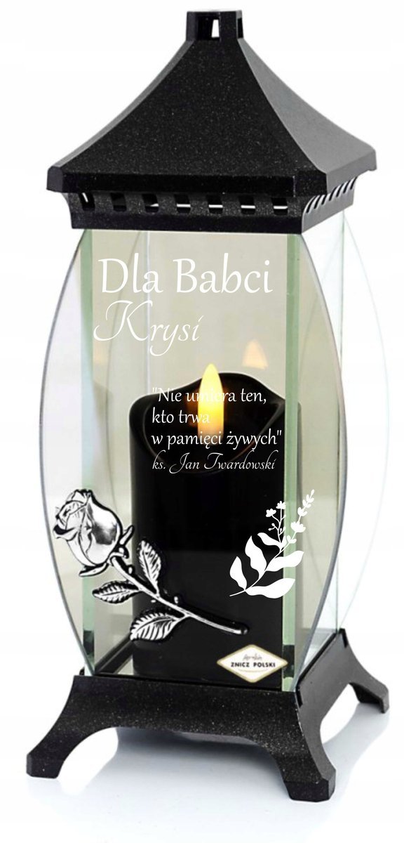 ZNICZ GRAWER KAPLICZKA RÓŻA personalizowany TWÓJ TEKST DLA BABCI