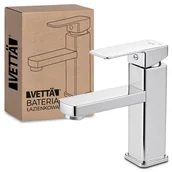 Baterie umywalkowe - VETTÄ Bateria stojąca umywalkowa kran do umywalki zlewu chromowa niska - miniaturka - grafika 1