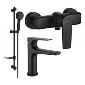 Baterie umywalkowe - Mexen Lynx DF40 zestaw prysznicowy, czarny - miniaturka - grafika 1