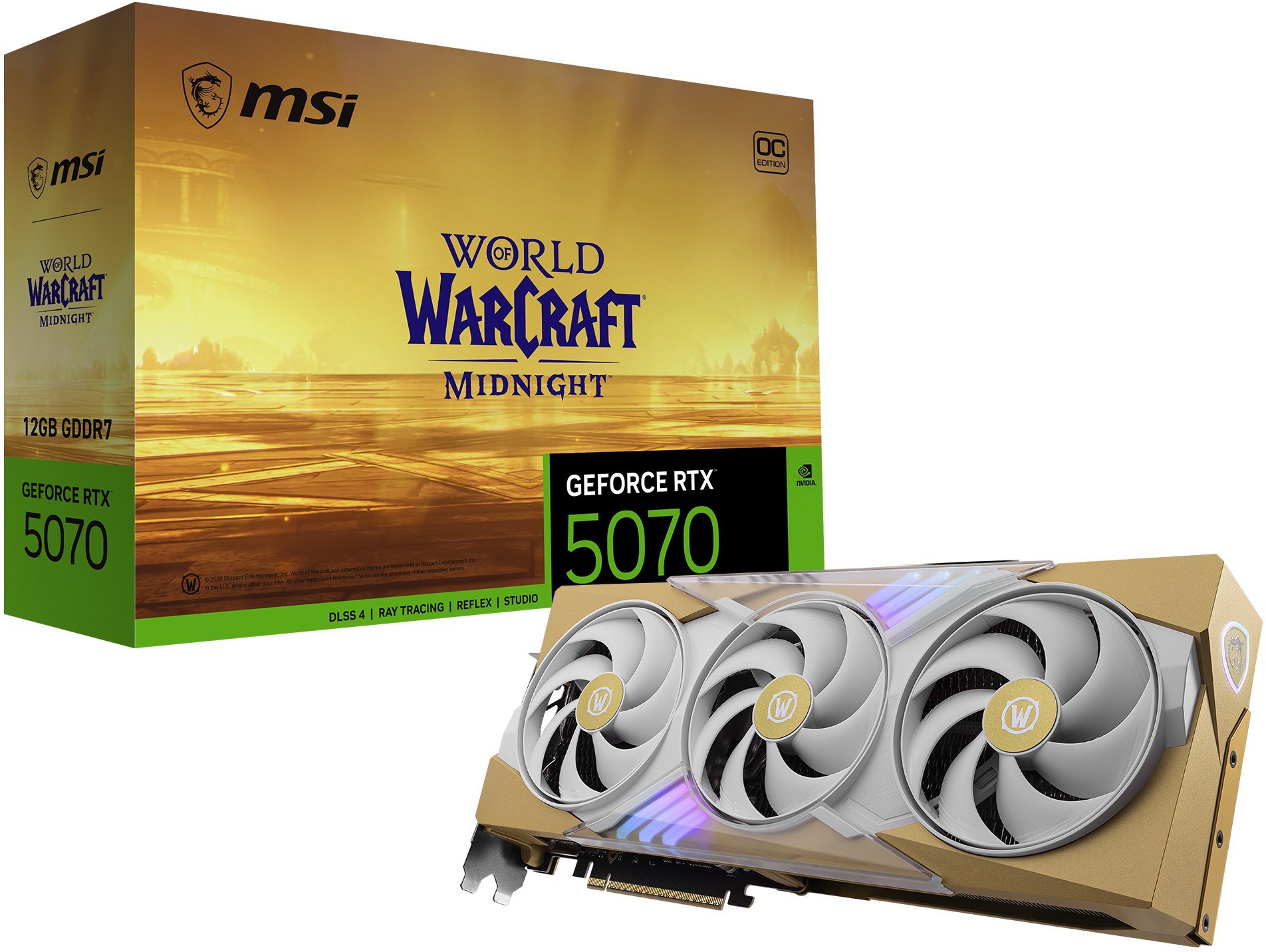 MSI GeForce RTX 5070 World of Warcraft Midnight Light Edition OC 12GB GDDR7 DLSS4 G507012WMLEC 912-V532-252