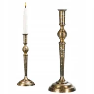 Świeczniki - ŚWIECZNIK KANDELABR ZŁOTY 33cm skandynawski retro do salonu na półkę - miniaturka - grafika 1