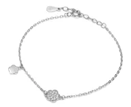 Bransoletki - Srebrna bransoletka rodowana kwiatki z cyrkoniami pr925 - miniaturka - grafika 1