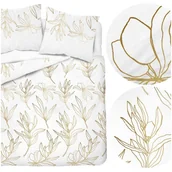 Pościel - Komplet pościeli bawełna o satynowym splocie, 160x200, biała w liście 4448B - miniaturka - grafika 1
