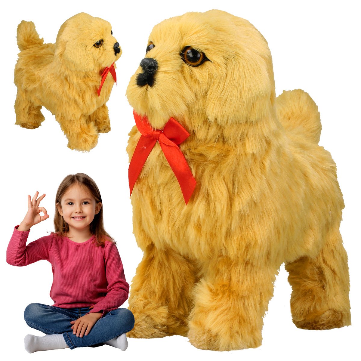 ZABAWKA PIESEK INTERAKTYWNY PIES GOLDEN NA DOTYK CHODZI SZCZEKA MERDA GRA