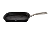 Patelnie - Żeliwna patelnia grillowa Patelnia do smażenia, żeliwna, antracytowo-srebrna, kwadratowa, wysokość: 3,5 cm - miniaturka - grafika 1
