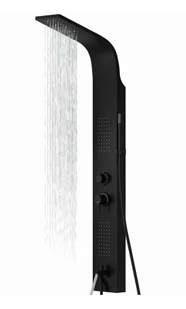 Corsan - Panel prysznicowy ALTO LED z termostatem i wylewką, kolor CZARNY A017TBLLEDW - - Panele prysznicowe - miniaturka - grafika 1