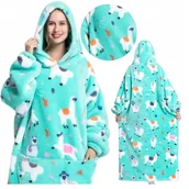 Bluzy damskie - KOCOBLUZA CIEPŁA ciepły KOC BLUZA Oversize długa 3w1 XXL FUTRZAK puszysta - miniaturka - grafika 1