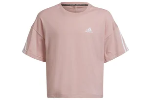Koszulka dziewczęca Adidas Fi 3S Tee bawełniana różowa-140 - Koszulki dla dziewczynek - miniaturka - grafika 1