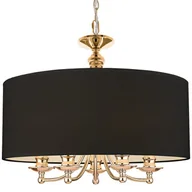 Lampy sufitowe - EVO Wisząca LAMPA abażurowa P05896AU EVO okrągła OPRAWA klasyczna ZWIS na łańcuchu czarny złoty P05896AU - miniaturka - grafika 1