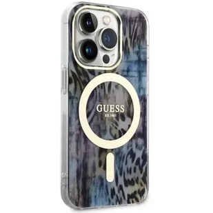 Guess GUHMP14XHLEOPWB do Apple iPhone 14 Pro Max 6,7" niebieski/blue hardcase Leopard MagSafe - Etui i futerały do telefonów - miniaturka - grafika 4