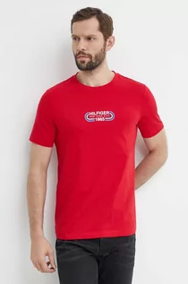 Koszulki męskie - Tommy Hilfiger t-shirt bawełniany męski kolor czerwony z nadrukiem MW0MW34429 - grafika 1