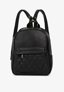 Czarny Plecak z Pikowaną Kieszonką na Regulowanych Szelkach Udilla - Plecaki - miniaturka - grafika 1