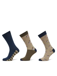 Barbour Zestaw 3 par wysokich skarpet męskich Beagle Dog MGS0070BE31 Beżowy - Skarpetki męskie - miniaturka - grafika 1
