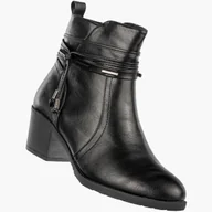 Botki damskie - Botki Damskie Buty Eleganckie Ekoskóra Ocieplane Na Zimę Czarne Jezzi ASA128-37 Czarny 41 - miniaturka - grafika 1