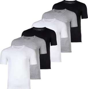 T-shirt męski BOSS, opakowanie 6 sztuk - RN 6P Klasyczny, okrągły dekolt, krótkie rękawy, bawełna, gładki czarny/szary/biały L - Koszulki męskie - miniaturka - grafika 1