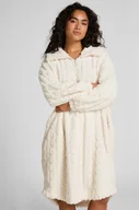Szlafroki damskie - Hunkemöller Poncho z Polarowego Splotu Warkoczowego Biały - miniaturka - grafika 1