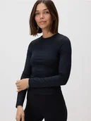 Koszulki i topy damskie - Reserved - Gładki longsleeve - czarny - miniaturka - grafika 1