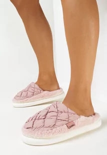 Różowe Kapcie na Niskiej Platformie z Pikowanym Noskiem Lavemese - Kapcie damskie - miniaturka - grafika 1