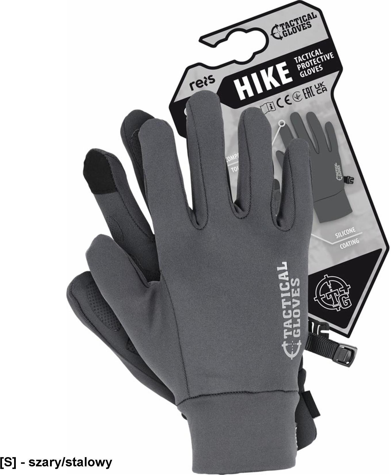 RTC-HIKE - Rękawice ochronne nakropienie z silikonu na części chwytnej ściągaczklamerka pozwalająca na spięcie rękawic dzianina: 95% poliester 5% elastan 8