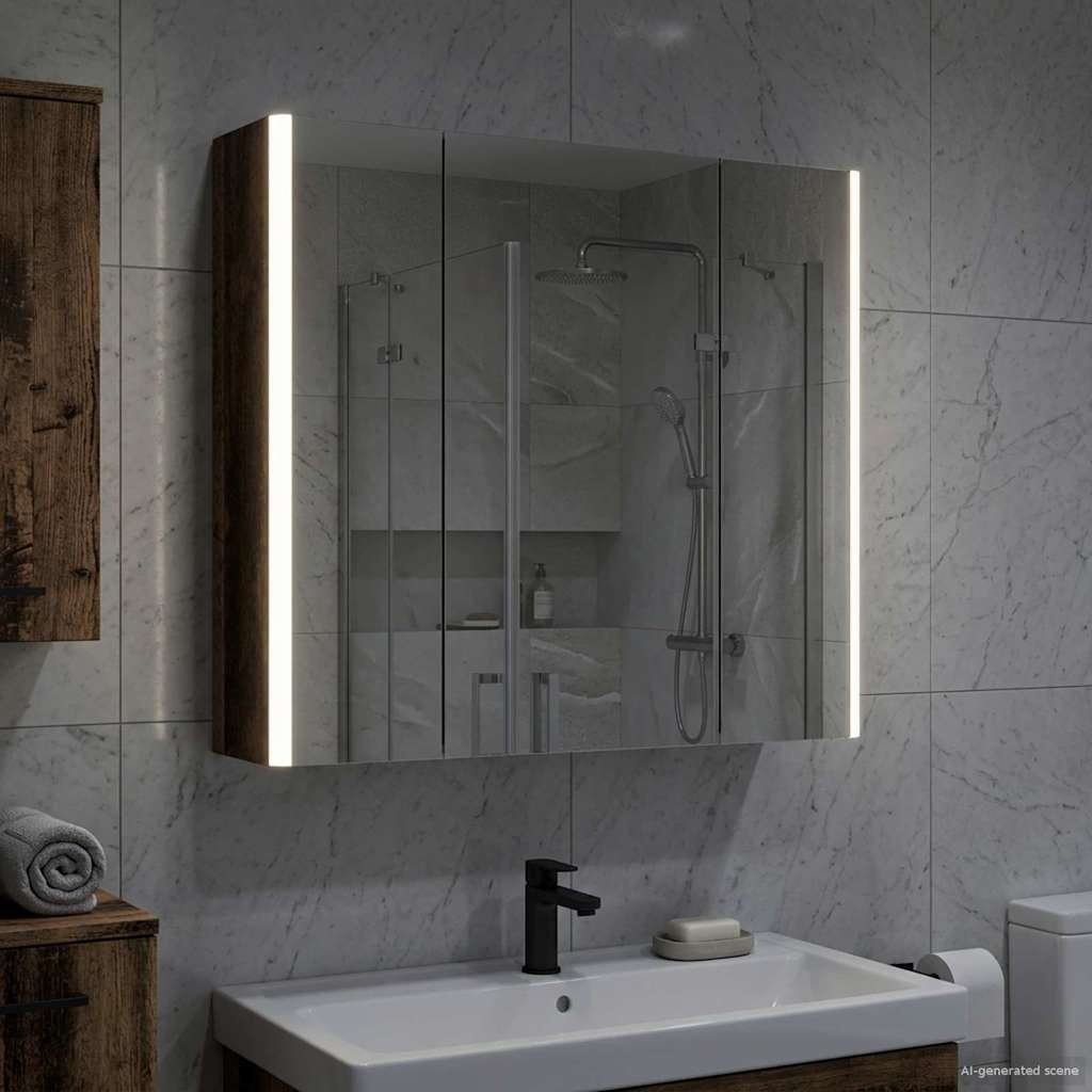 vidaXL vidaXL Szafka z lustrem do łazienki Stare drewno 63,5 x 15,5 x 60,5 cm