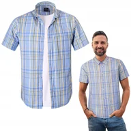 Koszule męskie - KOSZULA Męska w KRATKĘ z Krótkim Rękawem SLIM FIT Bawełniana L Pako Jeans - miniaturka - grafika 1