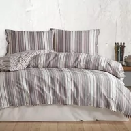 Pościel - Darymex Pościel bawełniana 140x200 Rune szara fioletowa w pasy Natural - miniaturka - grafika 1
