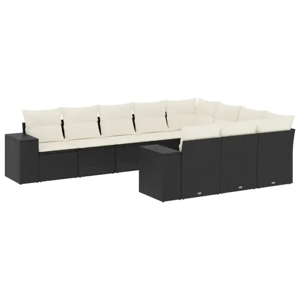 Zestaw mebli ogrodowych modułowych z rattanem PE, czarny, wymiary 62x62x69