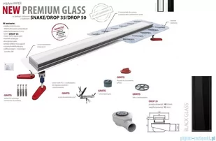 Wiper New Premium Black Glass Odpływ liniowy z kołnierzem 100 cm syfon drop 35 poler 500.0384.01.100 | - Syfony - miniaturka - grafika 4