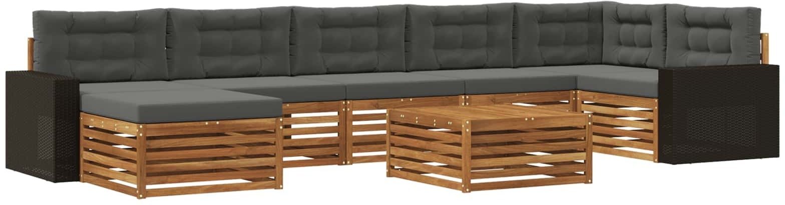 vidaXL Zestaw sof na zewnątrz z poduszką 8 pcs Naturalny i Antracytowy