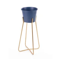 Donice - Donica Dekoracyjna Metalowa 19X34 Granatowa + Złota - miniaturka - grafika 1