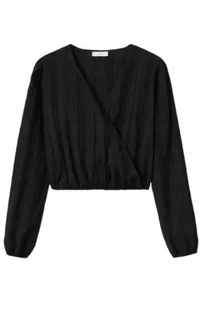 Mango Czarna Bawełniana Bluzka Z Długim Rękawem I Dekoltem V 165 Kyb - MANGO - Bluzki damskie Mango Czarna Bawełniana Bluzka Z Długim Rękawem I Dekoltem V 165 Kyb - MANGO - Bluzki damskie - miniaturka - grafika 1