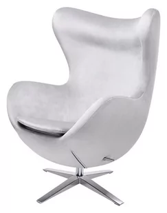 Gabinetowy fotel tapicerowany Egg wygodny jasnoszary stal - Fotele - miniaturka - grafika 1