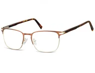 Okulary korekcyjne, oprawki, szkła - Okulary oprawki optyczne korekcyjne Sunoptic 917E brązowo-złote - miniaturka - grafika 1